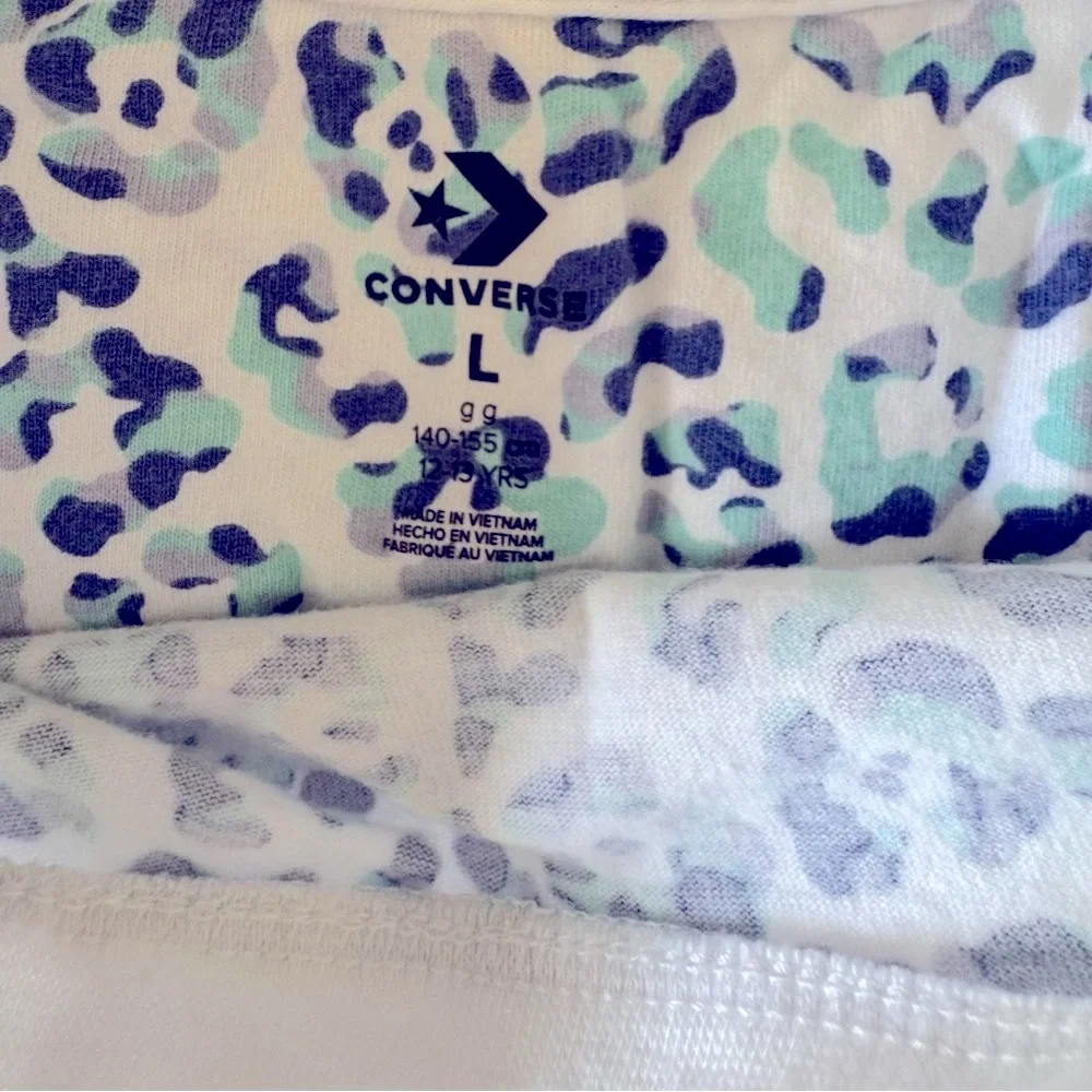 Converse Girls Leopard Cropped Short Sleeve Tee, blue,white,12G,L,140-155cm